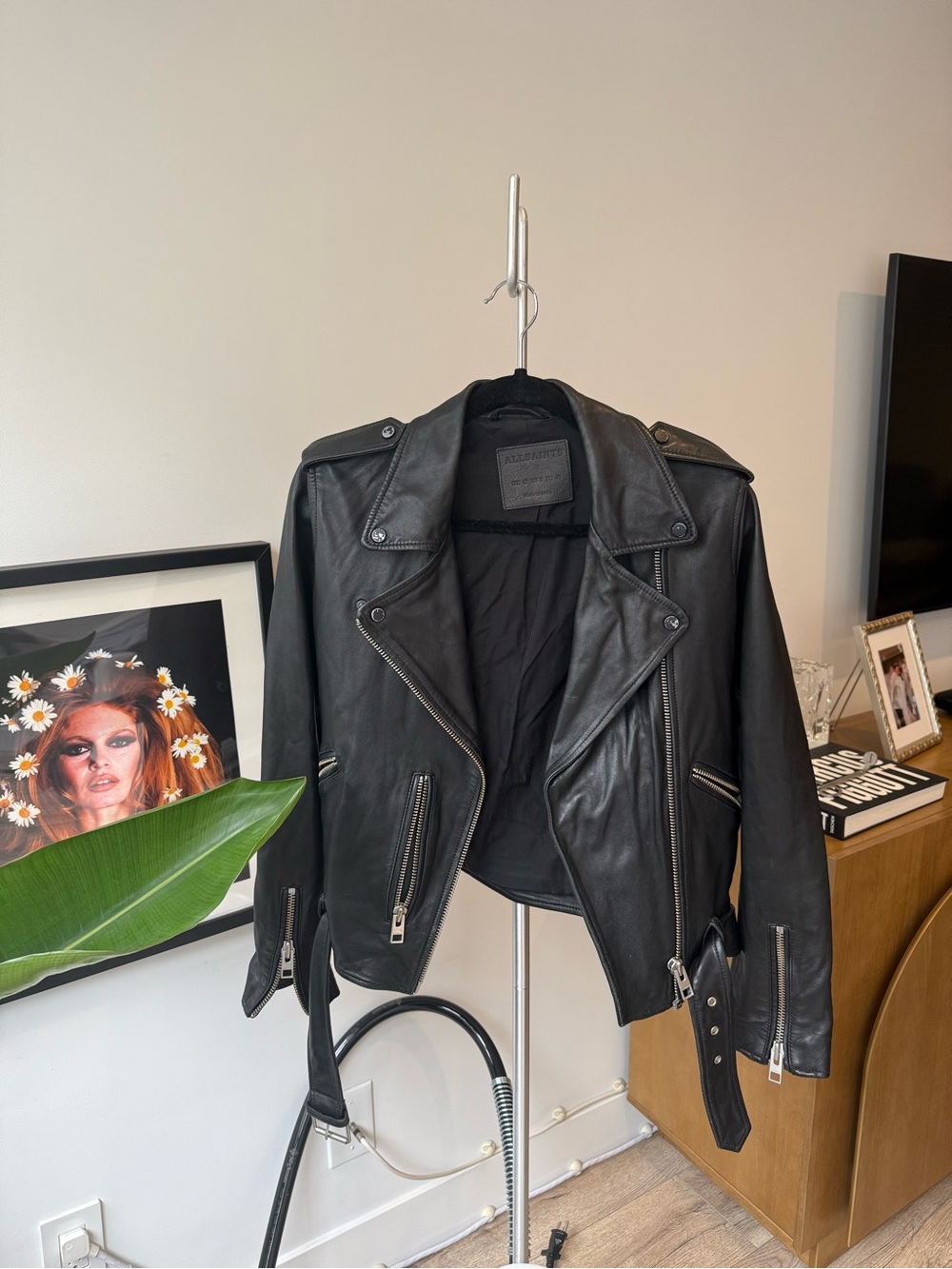 All Saints Black Leather Biker Jacket